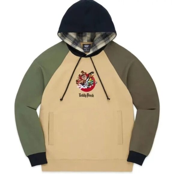 Looney Tunes X Teddy Fresh Hoodie Sweatshirt Mens Size XL Embroidered Colorblock - Picture 1 of 13